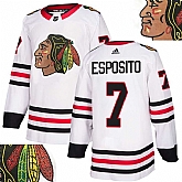 Blackhawks #7 Esposito White With Special Glittery Logo Adidas Jersey,baseball caps,new era cap wholesale,wholesale hats